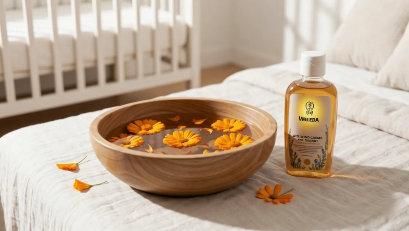 Cuidado experto para el primer baño: Baño de Crema Weleda con Caléndula